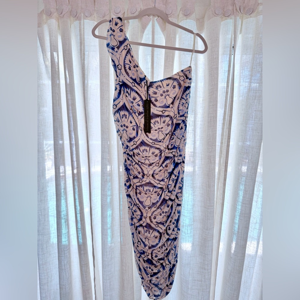House of Harlow 1960 Blue and White Patterned Dress